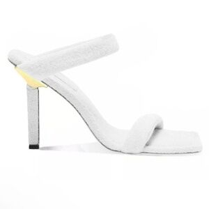 Good American White Terry Slip On High Heel Sandals Size 8 Goth  Comfy NEW $139